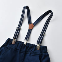 Load image into Gallery viewer, 2 Pieces Set Baby Kid Boys Birthday Party Striped Bow Shirts And Solid Color Jumpsuits Wholesale 21110950
