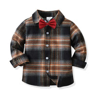 Load image into Gallery viewer, Baby Kid Boys Checked Bow Birthday Party Shirts Wholesale 211109502

