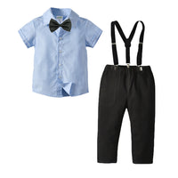 Load image into Gallery viewer, 2 Pieces Set Baby Kid Boys Birthday Party Bow Shirts And Solid Color Jumpsuits Wholesale 211109503
