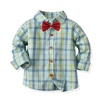 Load image into Gallery viewer, Baby Kid Boys Checked Bow Dressy Birthday Party Shirts Wholesale 211109511
