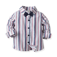 Load image into Gallery viewer, Baby Kid Boys Striped Bow Dressy Birthday Party Shirts Wholesale 211109512
