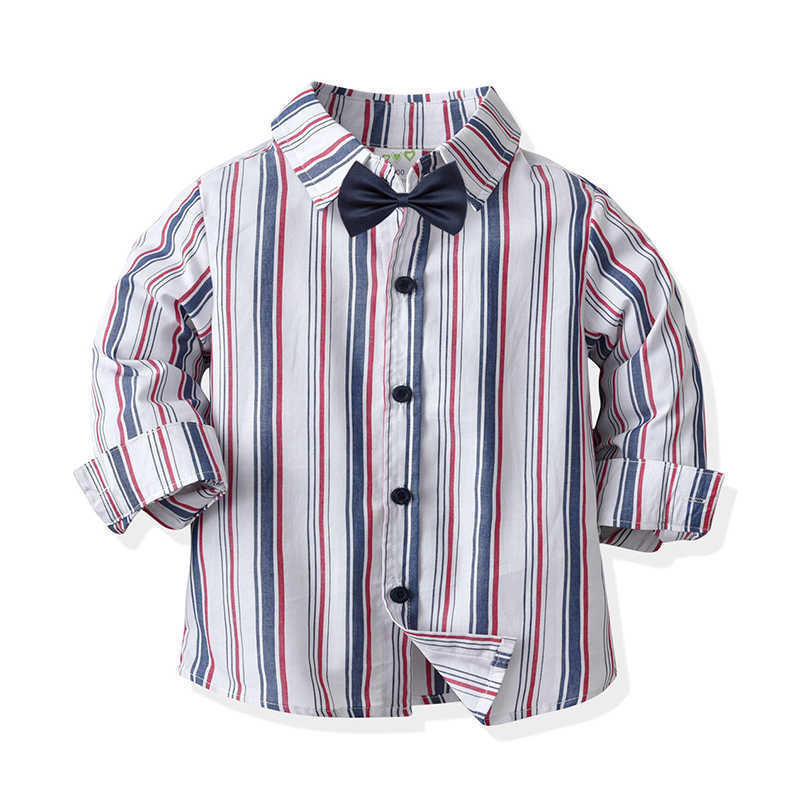 Baby Kid Boys Striped Bow Dressy Birthday Party Shirts Wholesale 211109512