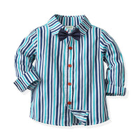 Load image into Gallery viewer, Baby Kid Boys Striped Bow Dressy Birthday Party Shirts Wholesale 211109513

