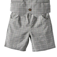 Load image into Gallery viewer, 3 Pieces Set Baby Kid Boys Dressy Birthday Party Solid Color Bow Polo Shirts And Checked Vests Waistcoats And Shorts Wholesale 211109524
