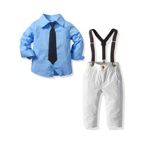 Load image into Gallery viewer, 2 Pieces Set Baby Kid Boys Dressy Birthday Party Solid Color Bow Shirts And Jumpsuits Wholesale 211109526
