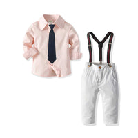 Load image into Gallery viewer, 2 Pieces Set Baby Kid Boys Dressy Birthday Party Solid Color Bow Shirts And Jumpsuits Wholesale 211109526
