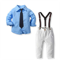 Load image into Gallery viewer, 2 Pieces Set Baby Kid Boys Dressy Birthday Party Solid Color Bow Shirts And Jumpsuits Wholesale 211109526
