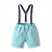 Load image into Gallery viewer, 2 Pieces Set Baby Kid Boys Dressy Birthday Party Dinosaur Camo Bow Print Shirts And Solid Color Rompers Wholesale 211109529
