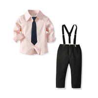 Load image into Gallery viewer, 2 Pieces Set Baby Kid Boys Dressy Birthday Party Solid Color Bow Shirts And Jumpsuits Wholesale 211109533
