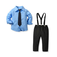 Load image into Gallery viewer, 2 Pieces Set Baby Kid Boys Dressy Birthday Party Solid Color Bow Shirts And Jumpsuits Wholesale 211109533
