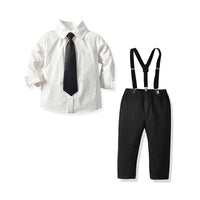 Load image into Gallery viewer, 2 Pieces Set Baby Kid Boys Dressy Birthday Party Solid Color Bow Shirts And Jumpsuits Wholesale 211109533
