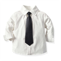 Load image into Gallery viewer, 2 Pieces Set Baby Kid Boys Dressy Birthday Party Solid Color Bow Shirts And Jumpsuits Wholesale 211109533
