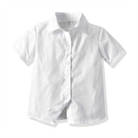 Load image into Gallery viewer, 2 Pieces Set Baby Kid Boys Dressy Birthday Party Solid Color Bow Shirts And Rompers Wholesale 211109539
