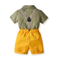 Load image into Gallery viewer, 2 Pieces Set Baby Kid Boys Dressy Birthday Party Solid Color Bow Shirts And Rompers Wholesale 211109554
