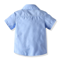 Load image into Gallery viewer, 2 Pieces Set Baby Kid Boys Bow Embroidered Shirts And Solid Color Shorts Wholesale 211109555

