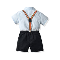 Load image into Gallery viewer, 2 Pieces Set Baby Kid Boys Solid Color Bow Shirts And Shorts Wholesale 211109556
