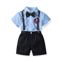 Load image into Gallery viewer, 2 Pieces Set Baby Kid Boys Solid Color Bow Shirts And Shorts Wholesale 211109559
