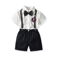 Load image into Gallery viewer, 2 Pieces Set Baby Kid Boys Solid Color Bow Shirts And Shorts Wholesale 211109559
