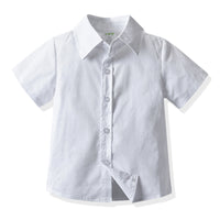Load image into Gallery viewer, 2 Pieces Set Baby Kid Boys Solid Color Bow Shirts And Shorts Wholesale 211109559
