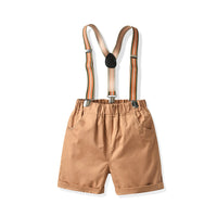 Load image into Gallery viewer, 2 Pieces Set Baby Kid Boys Checked Bow Shirts And Solid Color Shorts Wholesale 211109564
