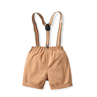 Load image into Gallery viewer, 2 Pieces Set Baby Kid Boys Checked Bow Shirts And Solid Color Shorts Wholesale 211109564

