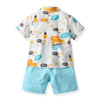 Load image into Gallery viewer, 2 Pieces Set Baby Kid Boys Letters Animals Print Shirts And Solid Color Shorts Wholesale 211109568
