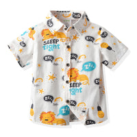 Load image into Gallery viewer, 2 Pieces Set Baby Kid Boys Letters Animals Print Shirts And Solid Color Shorts Wholesale 211109568
