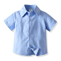 Load image into Gallery viewer, 2 Pieces Set Baby Kid Boys Solid Color Bow Shirts And Shorts Wholesale 211109574

