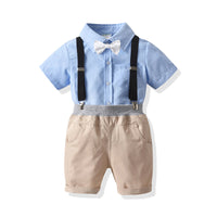 Load image into Gallery viewer, 2 Pieces Set Baby Kid Boys Solid Color Bow Shirts And Shorts Wholesale 211109576
