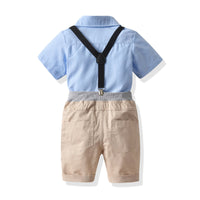 Load image into Gallery viewer, 2 Pieces Set Baby Kid Boys Solid Color Bow Shirts And Shorts Wholesale 211109576
