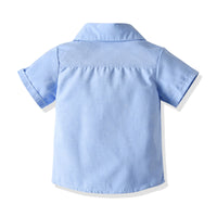 Load image into Gallery viewer, 2 Pieces Set Baby Kid Boys Solid Color Bow Shirts And Shorts Wholesale 211109585
