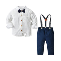 Load image into Gallery viewer, 2 Pieces Set Baby Kid Boys Birthday Party Solid Color Bow Shirts And Jumpsuits Wholesale 21110959
