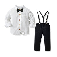 Load image into Gallery viewer, 2 Pieces Set Baby Kid Boys Birthday Party Solid Color Bow Shirts And Jumpsuits Wholesale 21110959
