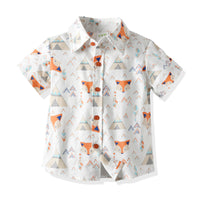 Load image into Gallery viewer, 2 Pieces Set Baby Kid Boys Animals Bow Print Shirts And Striped Shorts Wholesale 211109593
