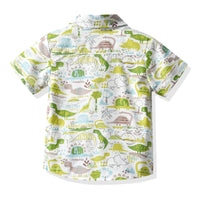 Load image into Gallery viewer, 2 Pieces Set Baby Kid Boys Dinosaur Bow Print Shirts And Solid Color Shorts Wholesale 211109604
