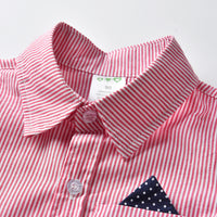 Load image into Gallery viewer, 2 Pieces Set Baby Kid Boys Dressy Striped Bow Shirts And Polka dots Shorts Suits Wholesale 211109607
