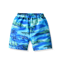Load image into Gallery viewer, 2 Pieces Set Baby Kid Boys Beach Letters Plant Print T-Shirts And Checked Shorts Wholesale 211109609
