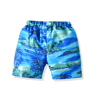 Load image into Gallery viewer, 2 Pieces Set Baby Kid Boys Beach Letters Plant Print T-Shirts And Checked Shorts Wholesale 211109609
