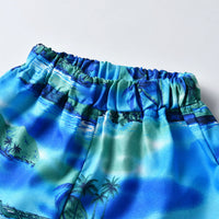 Load image into Gallery viewer, 2 Pieces Set Baby Kid Boys Beach Letters Plant Print T-Shirts And Checked Shorts Wholesale 211109609

