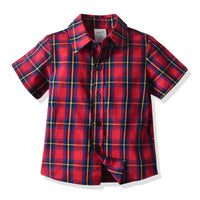 Load image into Gallery viewer, 2 Pieces Set Baby Kid Boys Dressy Checked Bow Shirts And Shorts Suits Wholesale 211109610
