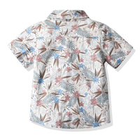 Load image into Gallery viewer, 2 Pieces Set Baby Kid Boys Flower Print Shirts And Plant Shorts Wholesale 211109611
