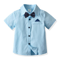 Load image into Gallery viewer, 2 Pieces Set Baby Kid Boys Solid Color Bow Shirts And Jeans Wholesale 211109615
