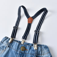 Load image into Gallery viewer, 2 Pieces Set Baby Kid Boys Solid Color Bow Shirts And Jeans Wholesale 211109615
