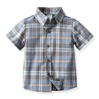 Load image into Gallery viewer, 2 Pieces Set Baby Kid Boys Dressy Checked Bow Shirts And Shorts Suits Wholesale 211109628
