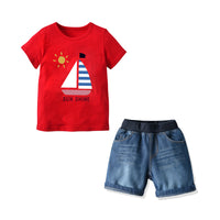 Load image into Gallery viewer, 2 Pieces Set Baby Kid Boys Letters Print T-Shirts And Shorts Wholesale 211109634

