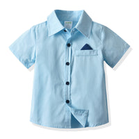 Load image into Gallery viewer, 2 Pieces Set Baby Kid Boys Dressy Bow Shirts And Solid Color Shorts Suits Wholesale 211109635
