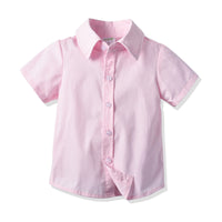 Load image into Gallery viewer, 2 Pieces Set Baby Kid Boys Dressy Bow Shirts And Solid Color Shorts Suits Wholesale 211109638
