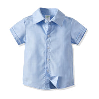 Load image into Gallery viewer, 2 Pieces Set Baby Kid Boys Dressy Bow Shirts And Solid Color Shorts Suits Wholesale 211109638
