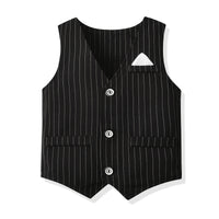 Load image into Gallery viewer, 3 Pieces Set Baby Kid Boys Dressy Bow Vests Waistcoats Shirts And Striped Shorts Suits Wholesale 211109647
