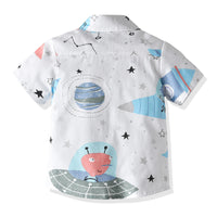 Load image into Gallery viewer, 2 Pieces Set Baby Kid Boys Dressy Birthday Party Star Galaxy Bow Shirts And Solid Color Shorts Wholesale 211109656

